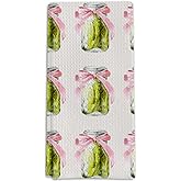 Pickle Gifts Kitchen Towels, Pink Bow Pickle Decorative Towels for Bar Kitchen Bathroom