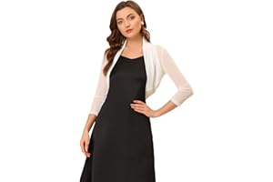 Allegra K Women's Semi Sheer Mesh Elegant 3/4 Sleeves Stretchy Tops Bolero Shrug