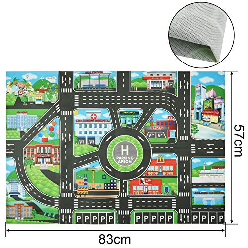 Bluecell Traffic Signs Play Set Road Traffic Game Set, 18 Pieces Small Street Traffic Signs with Street Play Mat, Kids Traffic Knowledge Learning Toys - Thumbnail 3