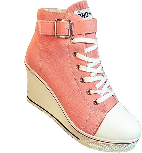 Amazon Mingma 厚底 スニーカー レディース 軽量 レースアップ ハイカット 通気性 軽量 通学 仕事 ジム レディースシューズ ランニングシューズ High Top シューズ ダンス スニーカー Mingma スニーカー