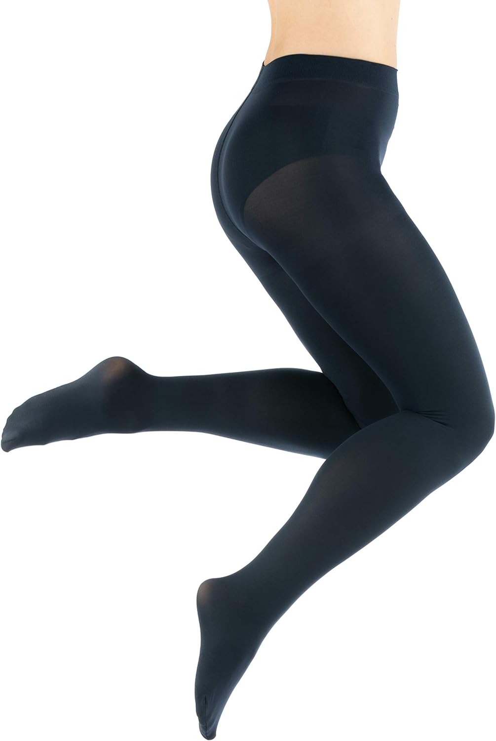 Miss Lala Josephine Women's EcoFriendly Opaque Tights, Navy Blue, SM