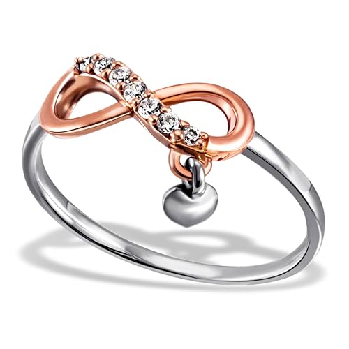 Goldmaid Damen-Ring Endless mit Herzanhänger 925 Sterlingsilber vergoldet 7 weiße Zirkonia