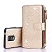 Galaxy Note 4 Case, Note 4 Case, CaseUp 12 Card Slot - [Zipper Cash Storage] Premium Flip PU Leather Wallet Case Cover With Detachable Magnetic Hard Case For Samsung Galaxy Note 4 - Glitter Gold