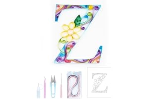 Uniquilling Quilling Kits, 8 * 10-in Letters Z Paper Filigree Kits with Quilling Tools& Using Manual, Paper Quilling Kits, DIY Quilling Artwork Modern Wall Art for Living Room
