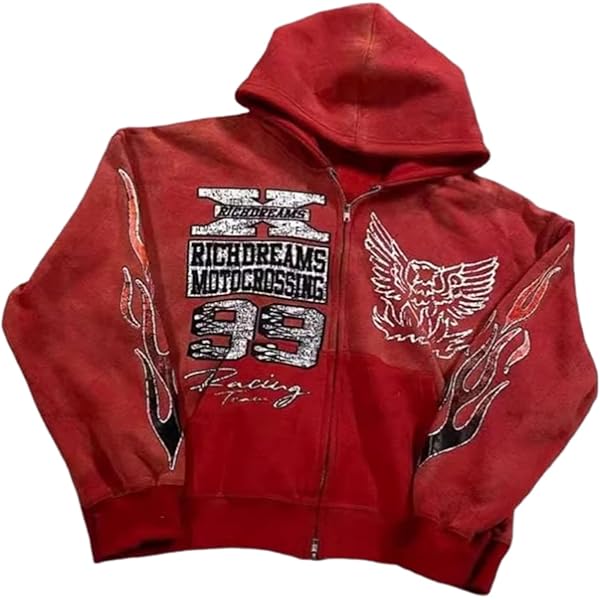 Amazon.com: OANTGM Zip Up Hoodie Grunge Jackets Streetwear Y2k