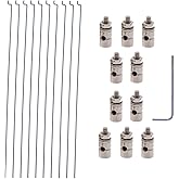 10Pcs Adjustable Pushrod Connector Linkage Stopper Dia 1.3mm and 10Pcs 1.2 x 200mm/7.8Inch Steel Push Rods DIY Parts for RC A
