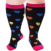Ancrina Plus Size Compression Socks for Women & Men Wide Calf 15-20 mmhg Knee High Support Socks for Running
