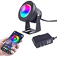 ETINAS 10W 12V 16 Million Colors LED Pond Light- 900LM IP68 Waterproof Outdoor Landscape Light with APP Control and 98.4-Inch Adapter for Landscape Fish Tank Pond Swimming Fountain Garden