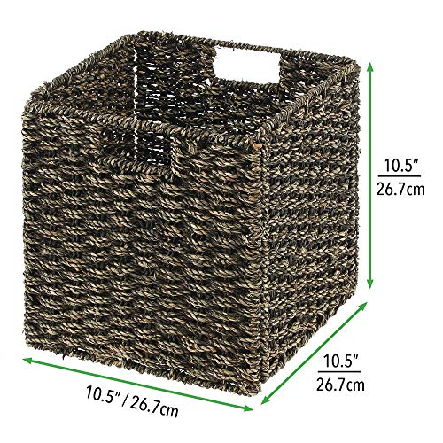 mDesign Seagrass Woven Cube Storage Bin Basket Organizer with Handles
