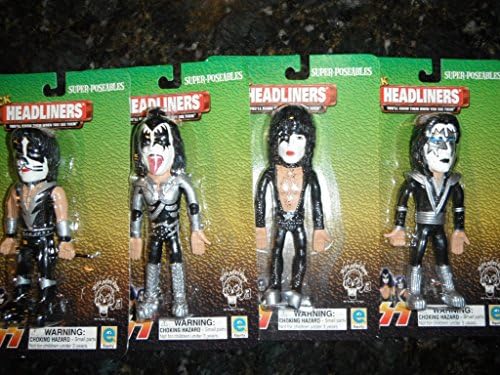 Rock Headliners Kiss Set of for Bendable Figures Gene, Paul, Peter ,Ace