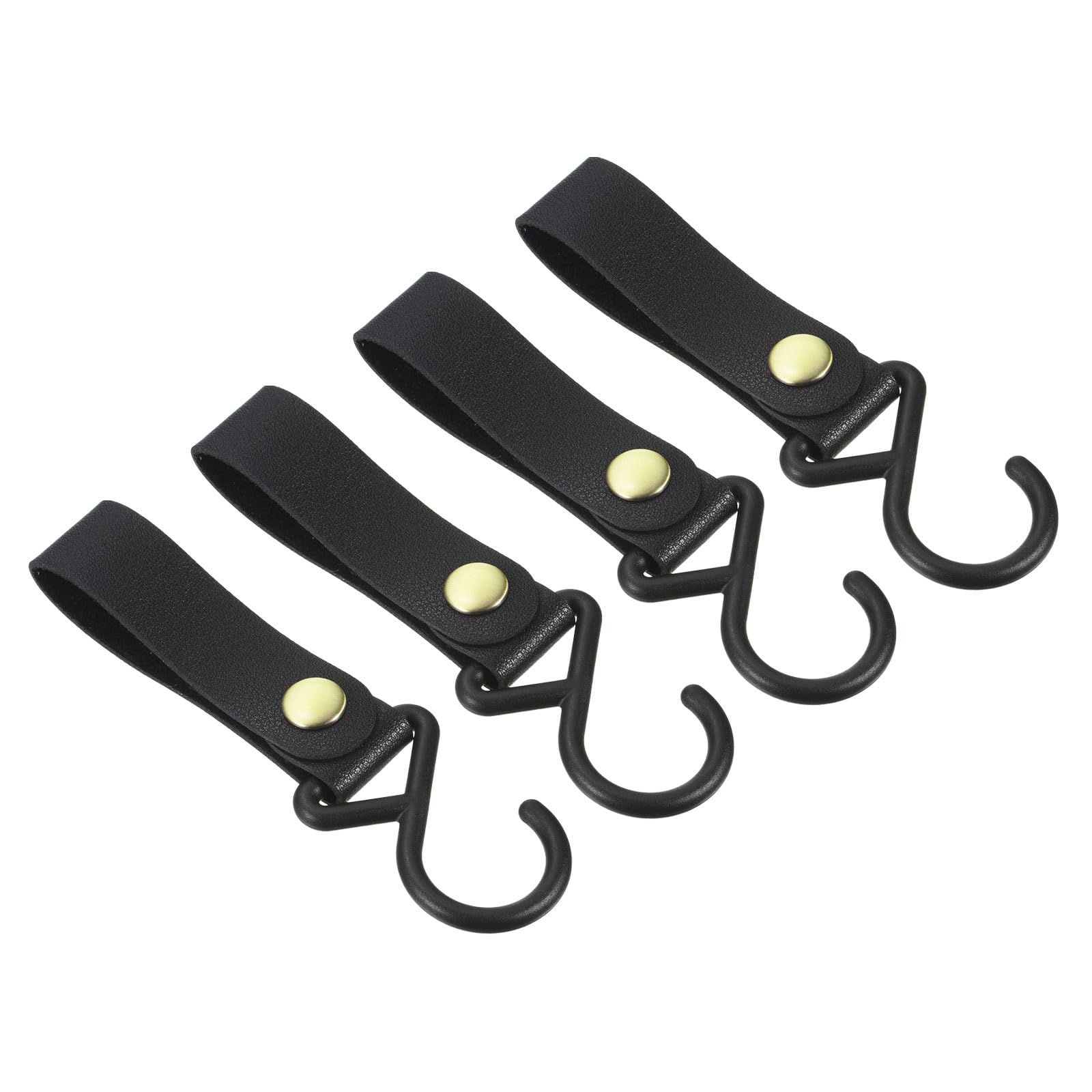 M METERXITY 4 Pack Camping S Shelf Hooks - Leather Straps with Hooks Camping Light Hook Hangers, Apply to Hanging Pots Pans Cups (Black)