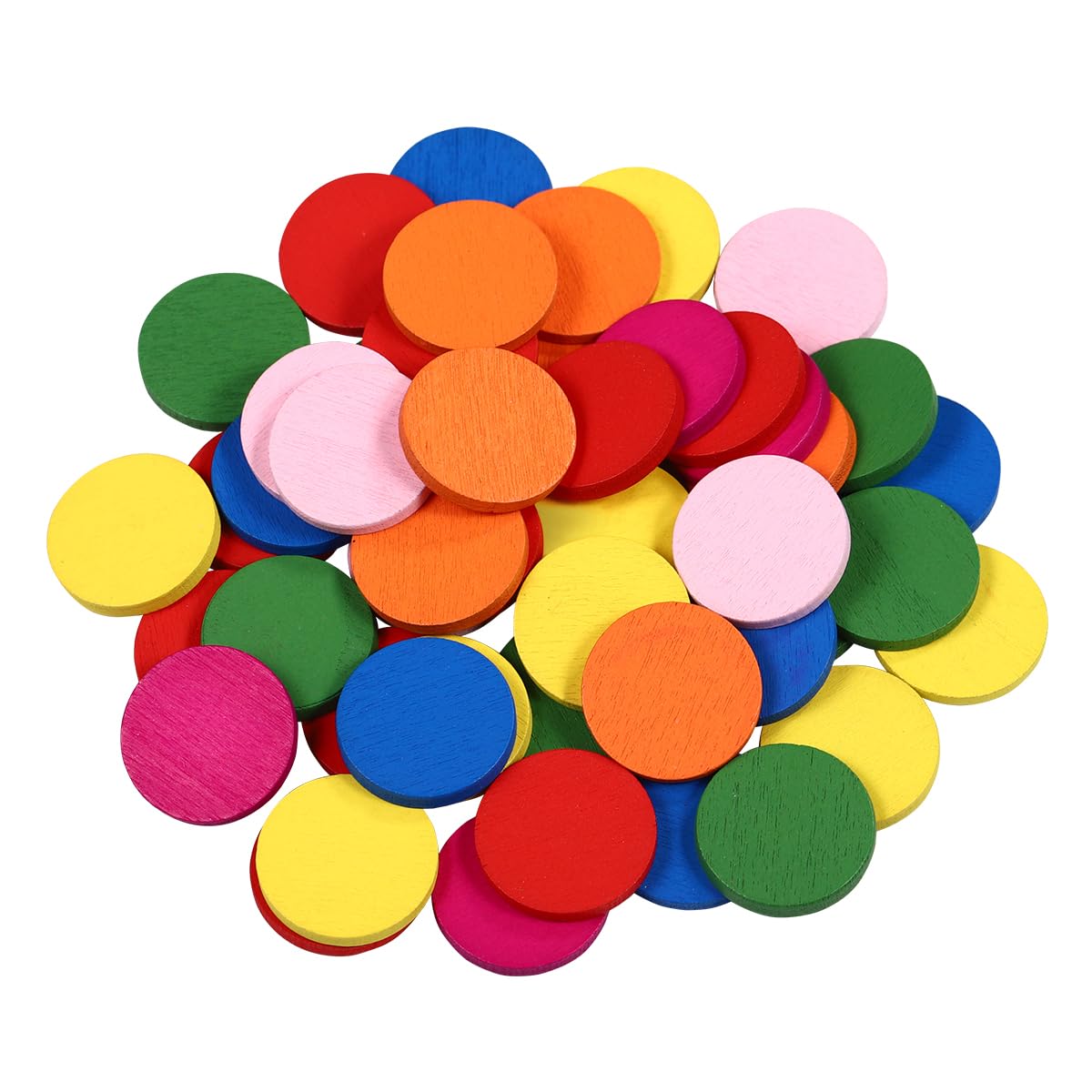 50pcs Colored Counting Bingo Chips Wood Piece Math Game Teaching Plastic Counters for Kids Bingo Chips Educational Learning Math or Game Tokens (Mixed Color)
