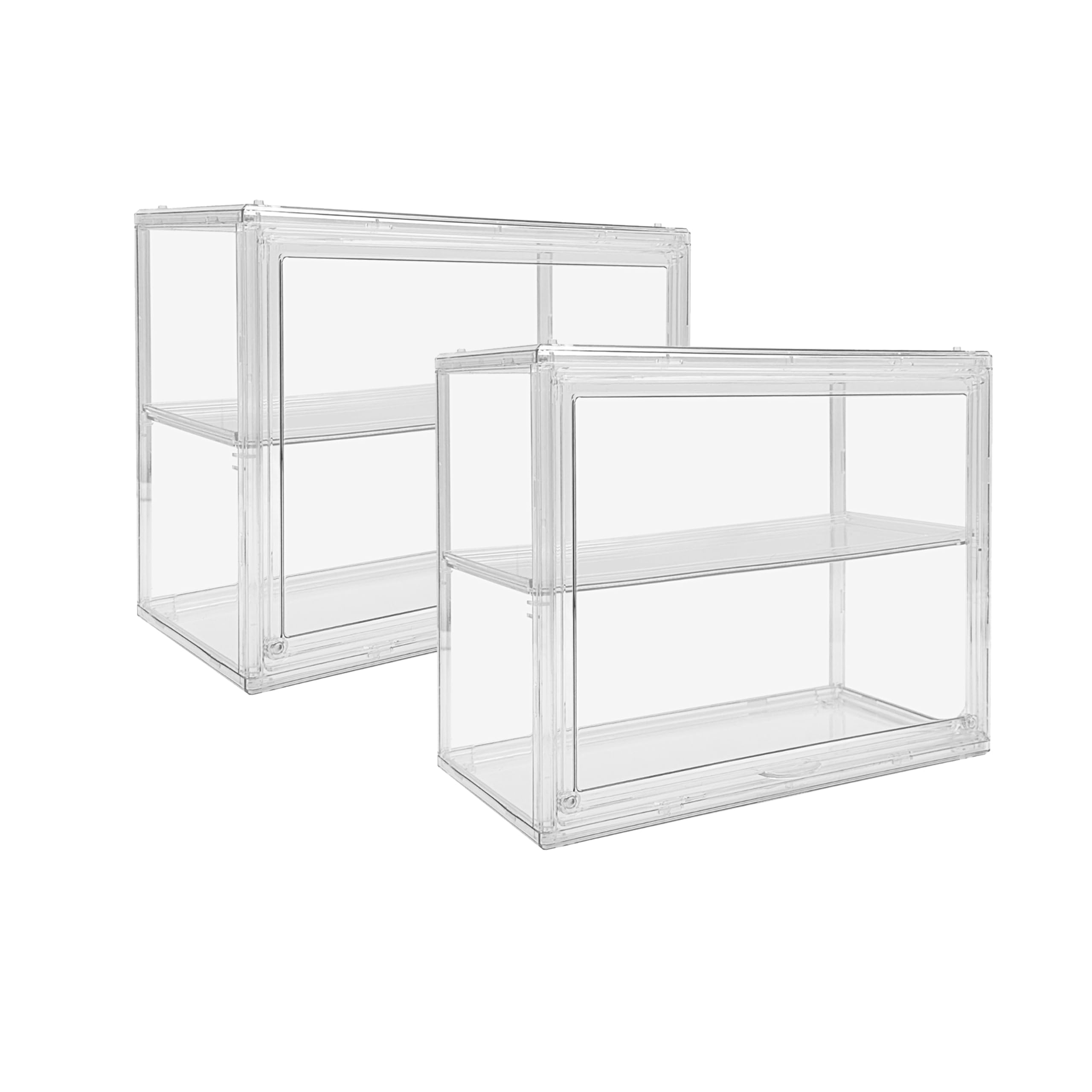 Photo 1 of 2 Pack Acrylic Display Case, 2/3 Layer Adjustable Figure Display Case, Wall-Mounted Dustproof Showcase for Collectibles Action Figure (2, 2 Tiers)