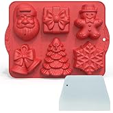 3D Christmas Silicone Molds, Large Size Xmas Baking Mold with Scraper for Cakes, Handmade Soap, Chocolate, Jello, Candy and Candles