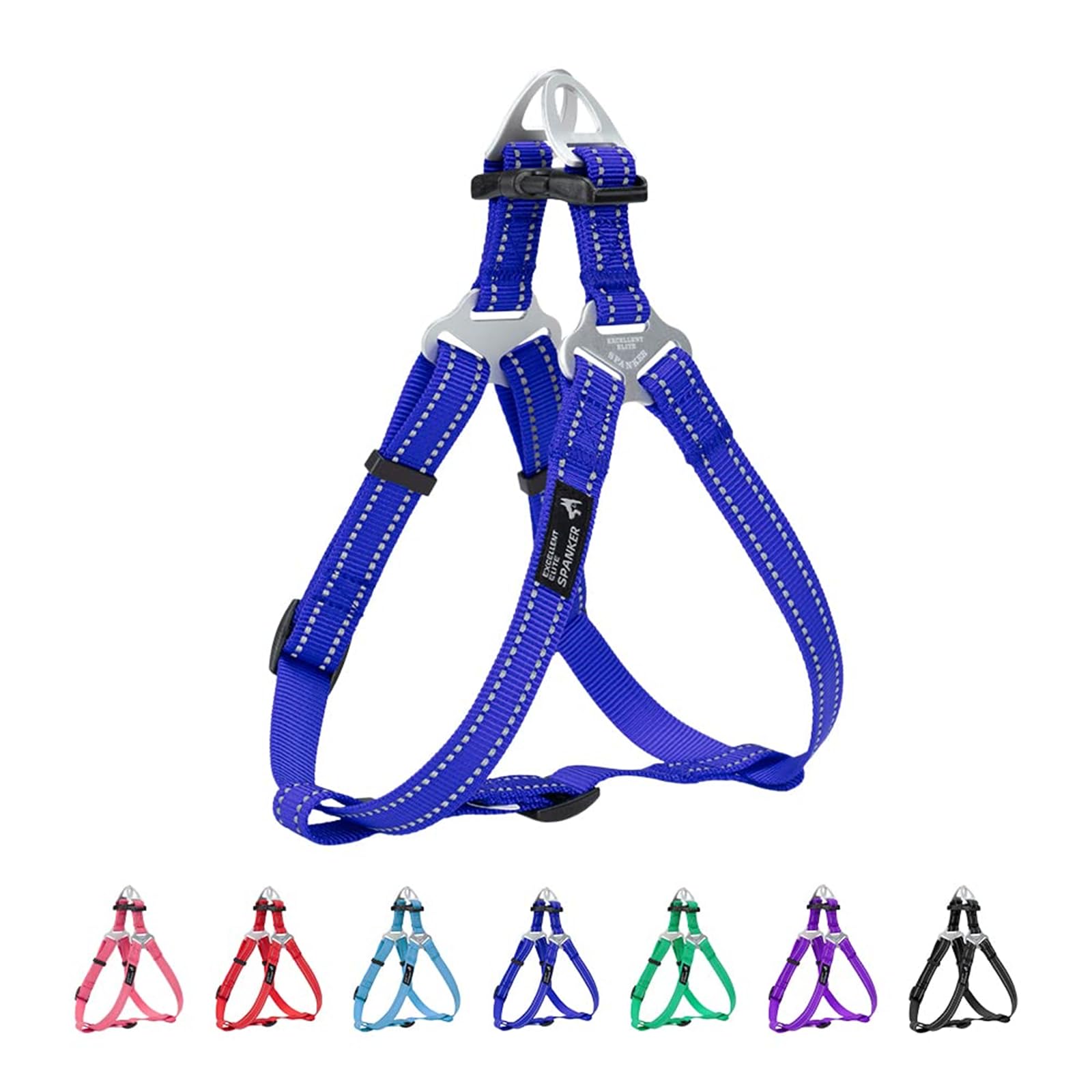 EXCELLENT ELITE SPANKER Step In Dog Harness Reflective Pet Harness Adjustable No Pull Dog Harness Puppy Harness for Small Medium Large Dogs Training Walking（BLU-L)