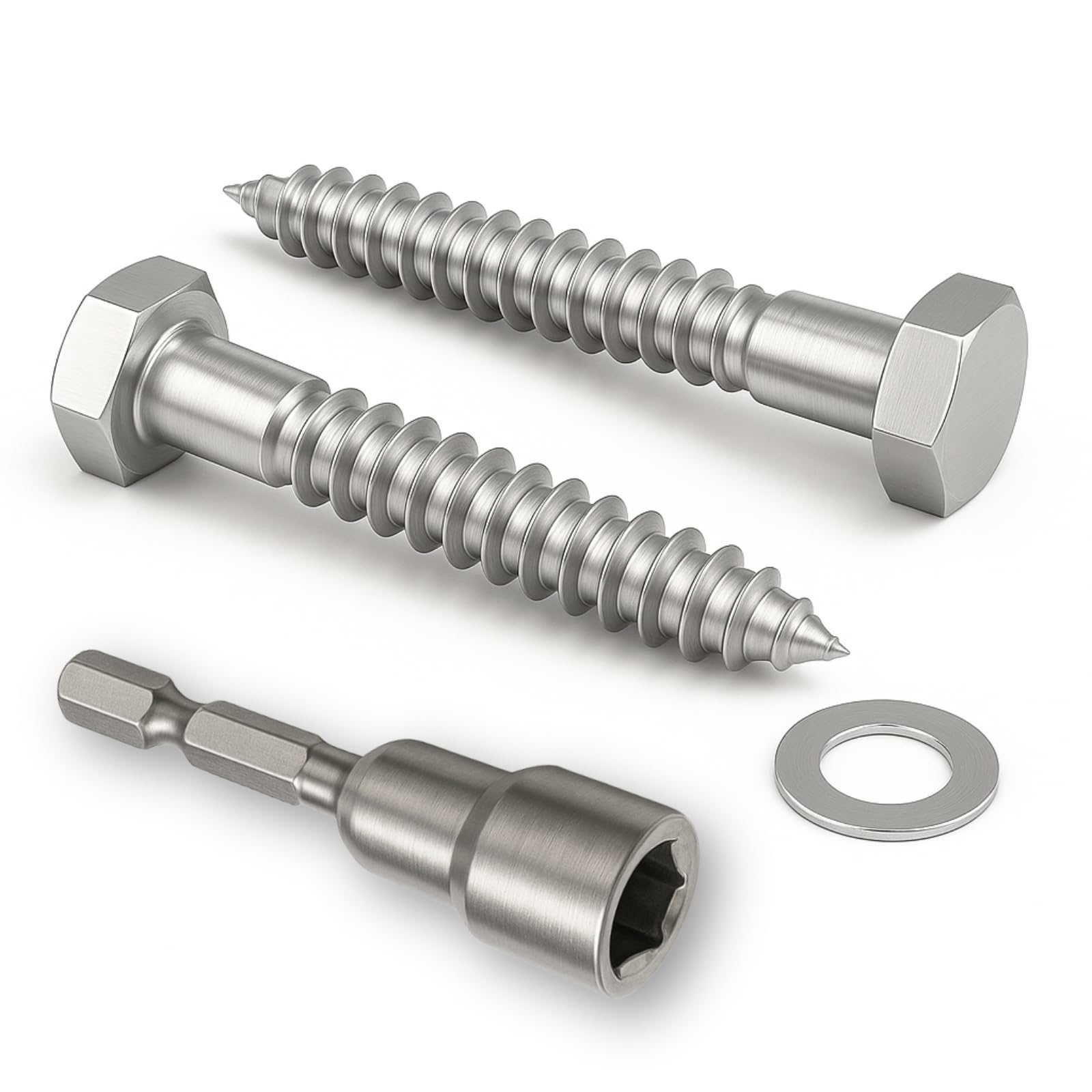 Photo 1 of 1/2" x 1-1/2" Hex Head Lag Bolts 20PCS Heavy Duty Lag Screws 304 Stainless Steel Wood Lag Screw Commercial/Industrial Grade Bolt