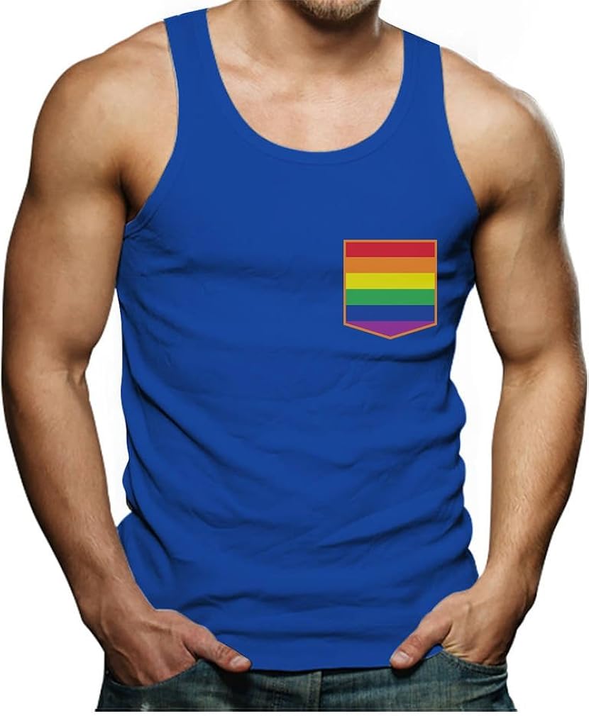 Tstars LGBT Rainbow Flag Gay & Lesbian Pride Pocket Print Men's Tank Top Singlet Amazon.ca