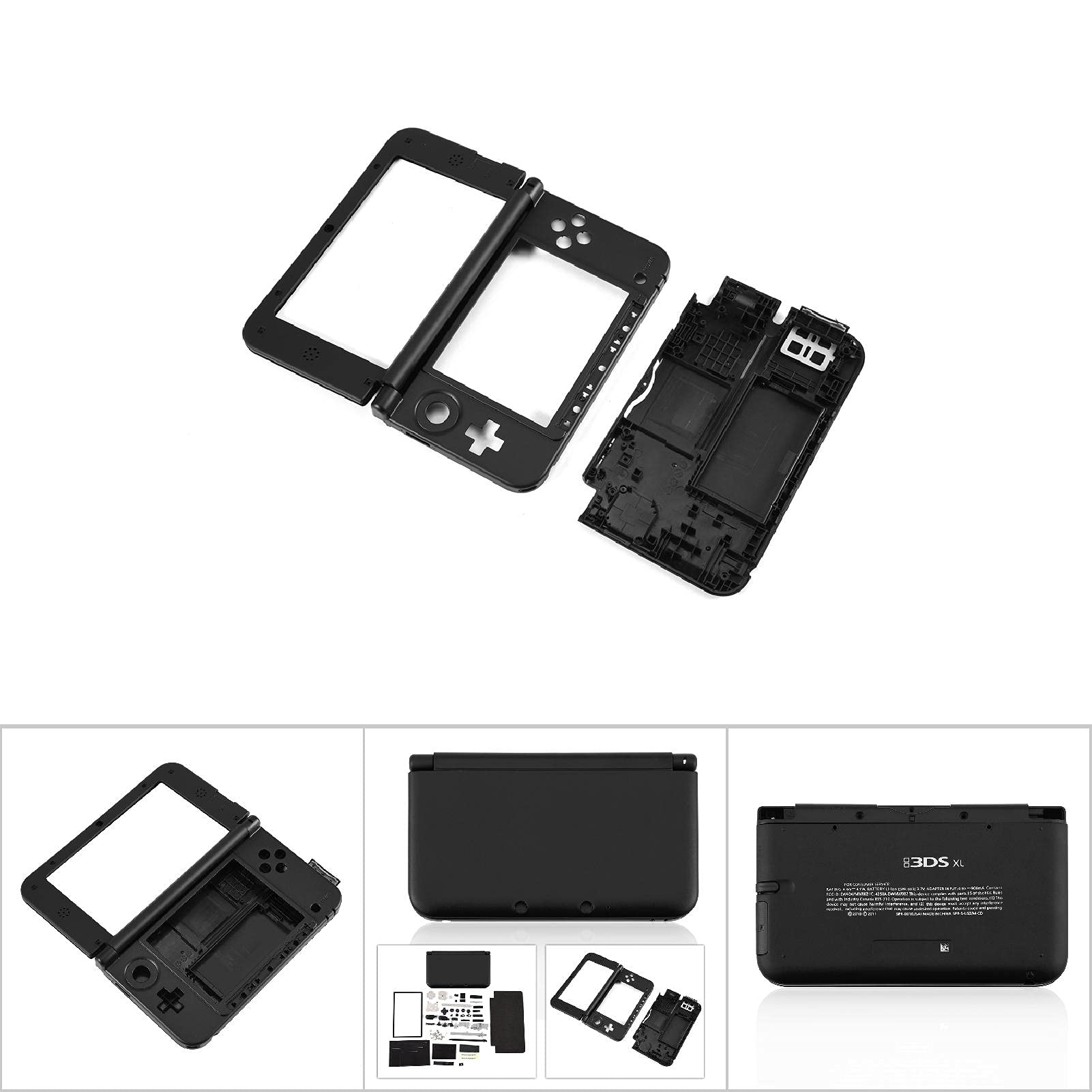 Replecement Case for 3DS LL, Full Housing Case Cover Shell Repair Parts Complete Replacement Kit for 3DS XL Black