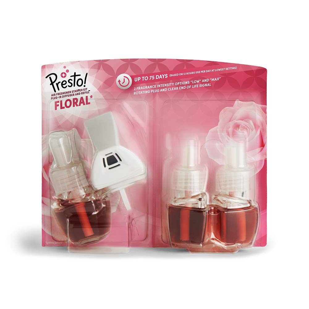 Amazon Brand - Presto! Air freshener Starter Kit with 1 Plug-In Diffuser and 3 Refill - UK Plug, 4 Count (Pack of 1)