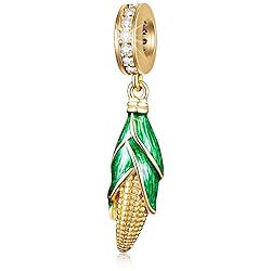 Dangle Sweet Corn on the Cob with Green Leaf, 18k