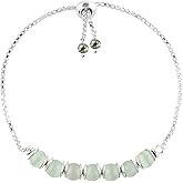 NJCRAFT Micro Faceted Crystal Bracelet for Women – 6-8mm Dainty Slider Gemstone Bead Bracelet |Slider Chain 6–10 Inch Adjustable Minimal Everyday Jewelry