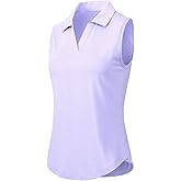 Rdruko Women's Sleeveless Golf Shirts Collared V-Neck Tennis Tank Tops Polo UPF 50+ Lightweight Quick Dry Shirts