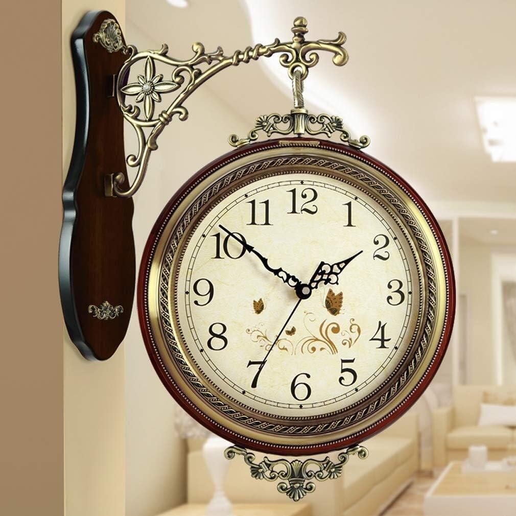 Clock Wall Clock,European Wall Clock Solid Wood Metal Wall