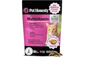 Cat Multivitamin Chews - Cat Treats for Health + Immune, Joint Support, Skin & Coat, and Digestion - Omega 3s, Lysine & Probi
