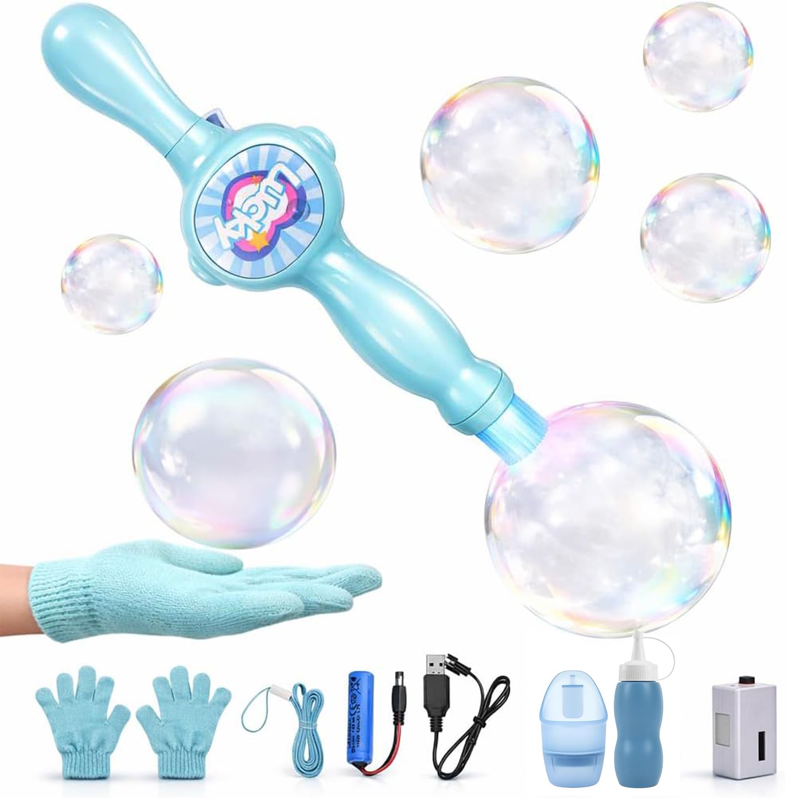 Bubble Machine for Kids, Elastic Bubble Fog Wand,Fog Bubble Machine,Bubble Machine,Fun Science Experiments, Kids Toys, Parent-Child Interaction (Blue-)