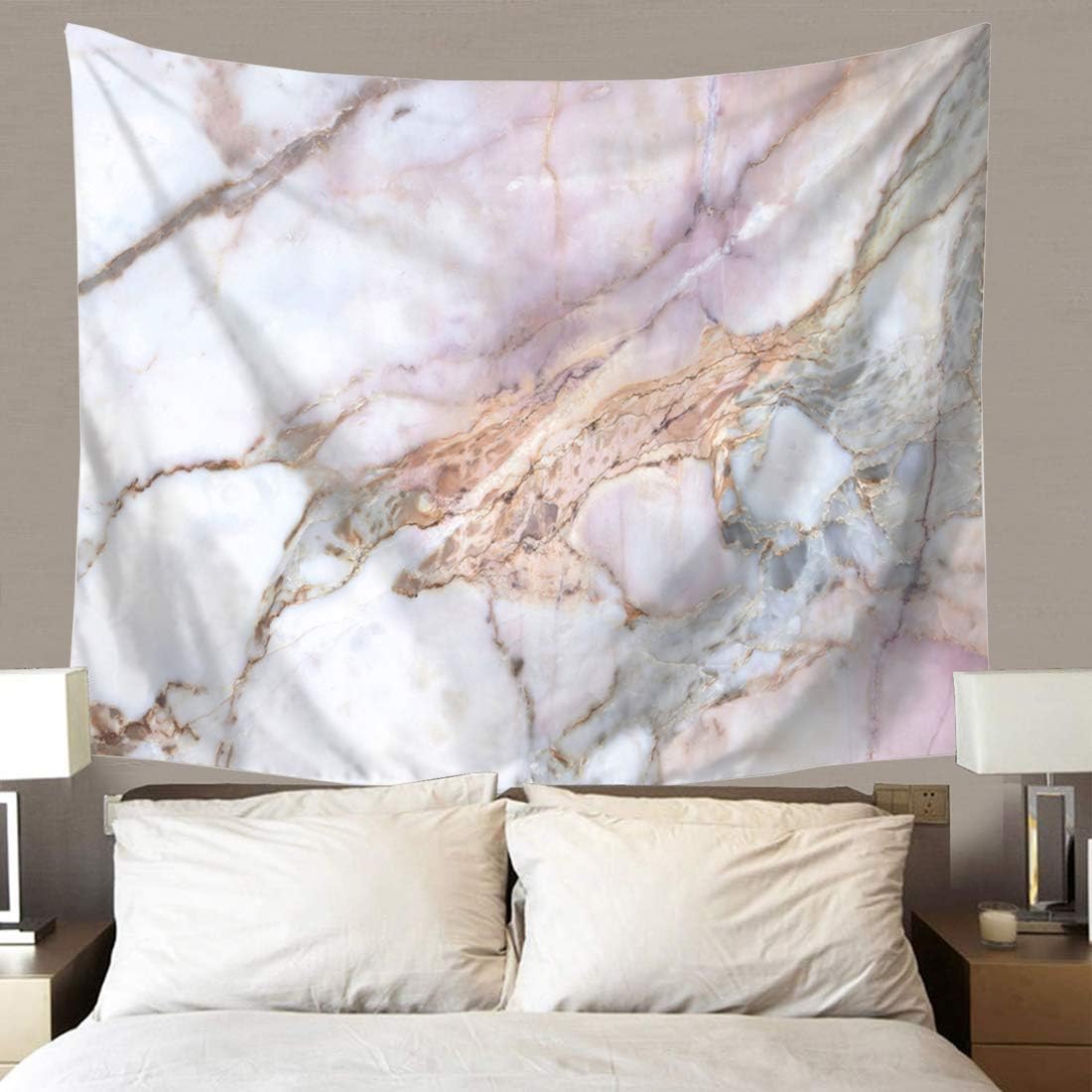 TSDAPink Marble Tapestry Wall Hanging Pink and Gray Tapestry for Living Room Bedroom Dorm Home Decor (Small-59 x 51 In)