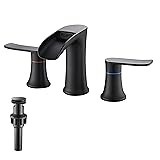 Matte Black Bathroom Faucet, 8 inch Widespread 3