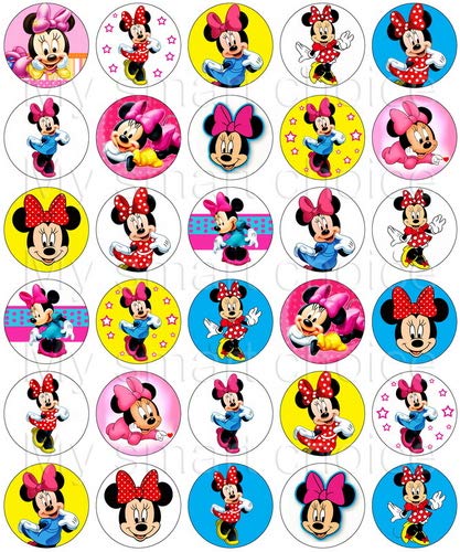 30 x Edible Cupcake Toppers â€“ Disneyâ€™s Minnie Mouse Party Collection of Edible Cake Decorations | Uncut Edible Prints on Wafer Sheet