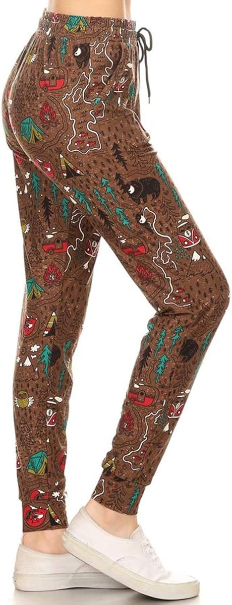 Leggings Depot Women's Printed Solid Activewear Jogger Track Cuff Sweatpants at  Women’s Clothing store