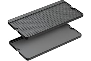 BBQ-PLUS Heavy Duty Cast Iron Cooking Griddle for Camp Chef,Reversible Professional Flat Top Griddle Plate,24" x 16",1 Pack