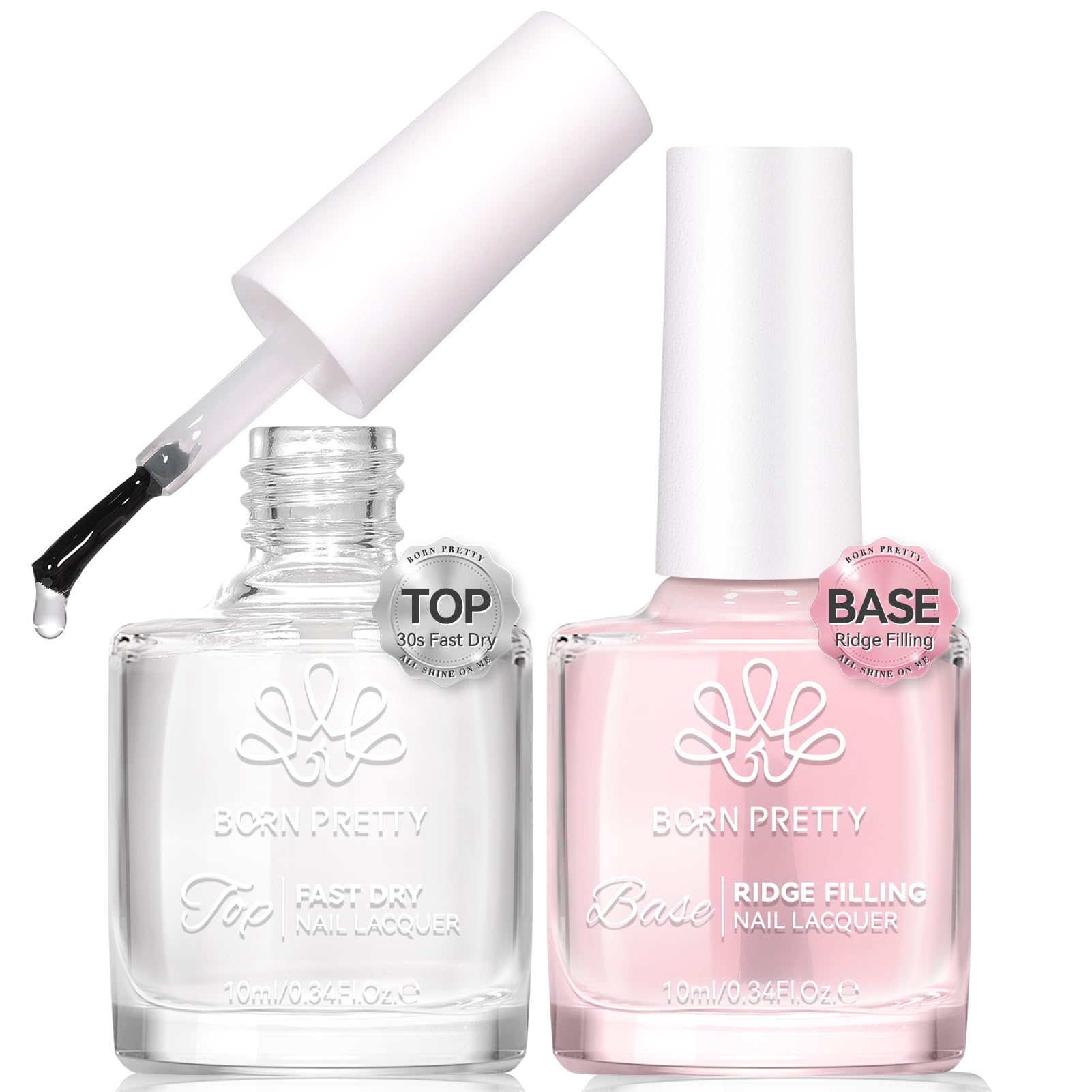 BORN PRETTY マニキュア トップコート ベースコート 2本セット 10ml ネイルポリッシュ 30秒で速乾 長持ち 高光沢 セルフネイル の商品画像