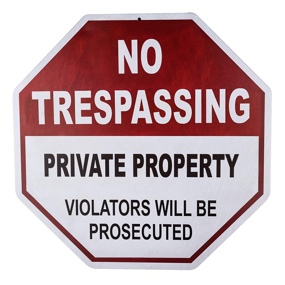 不适用 No Trespassing Sign, Private Property, 12x12 Octagon Shaped Rust Novelty Stop Sign