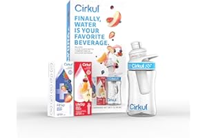 Cirkul 12oz. BPA-Free Plastic Water Bottle Starter Kit with Blue Lid, 2 Flavor Cartridges (1 LifeSip Fruit Punch and 1 FitSip Mixed Berry) Zero Calories and No Sugar