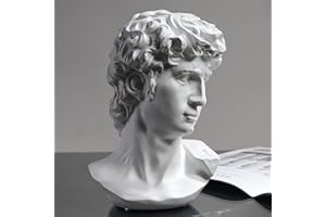 Yahu Lando David Statue Greek Bust,Head Bust Statue for Roman Home Decor,Coffee Table Decor White,Greek Mythology Decorfor Bedroom/Living Room/Office 5.9"