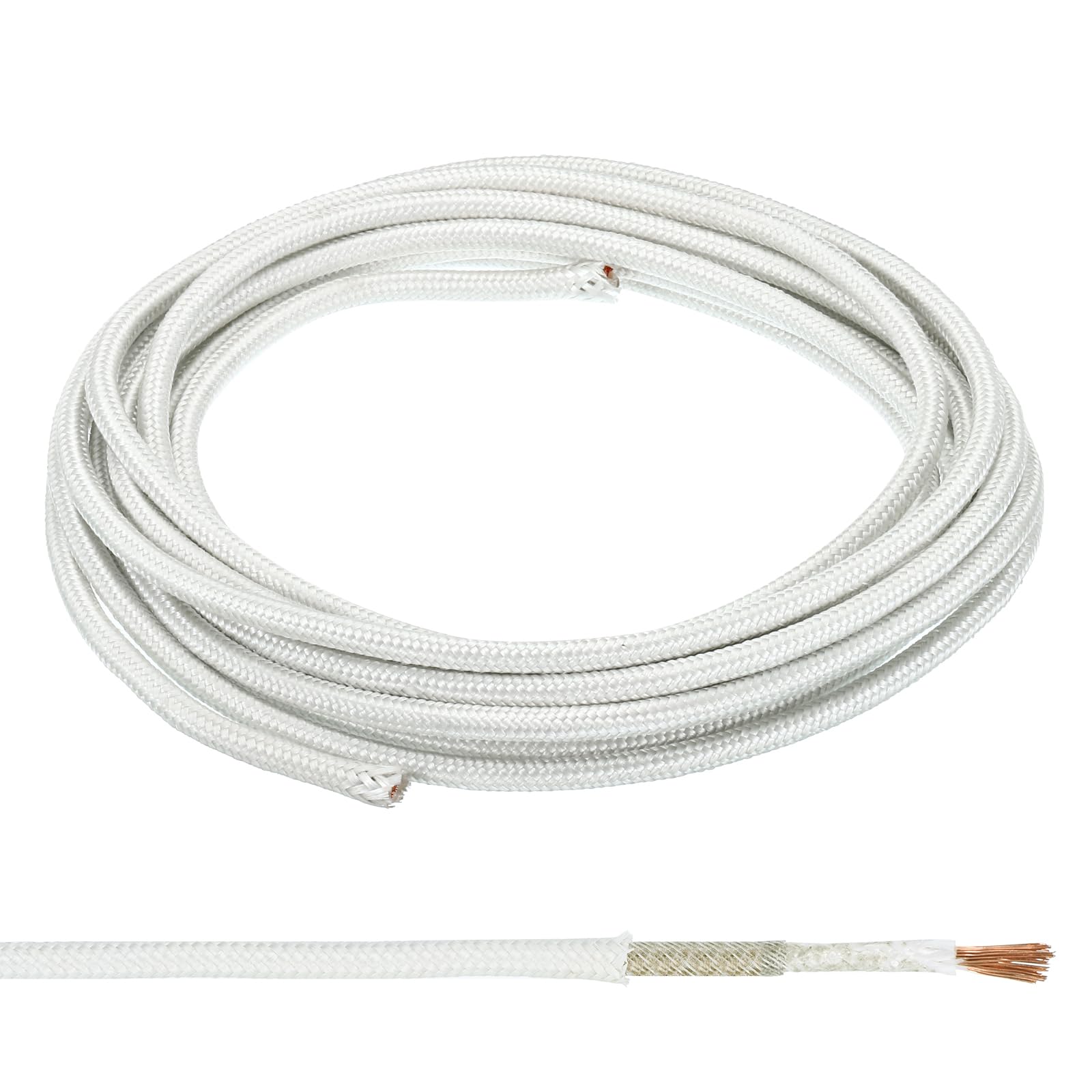 PATIKIL 16.4Ft 9AWG High Temperature Wire, -60-350 Degrees Celsius Mica Glass Fiber Electronic Wire Insulated Heat Resistant Electronical Flexible Cable for Lamp Boiler Heater, White
