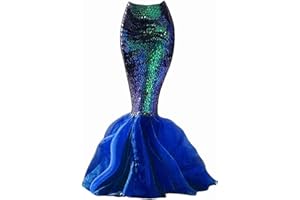 Mokpi Women's Mermaid Tail Costume Sequin Maxi Skirt Halloween Cosplay Party Dress Up