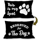 Burosev Reserved for The Dog Reversible Soft Pillow Covers, Funny Pet Paw This is My Spot Decorative Pillowcase, Pet Dog Lover Decor Decorations for Home Bedroom Living Room(12 × 20 Inch)