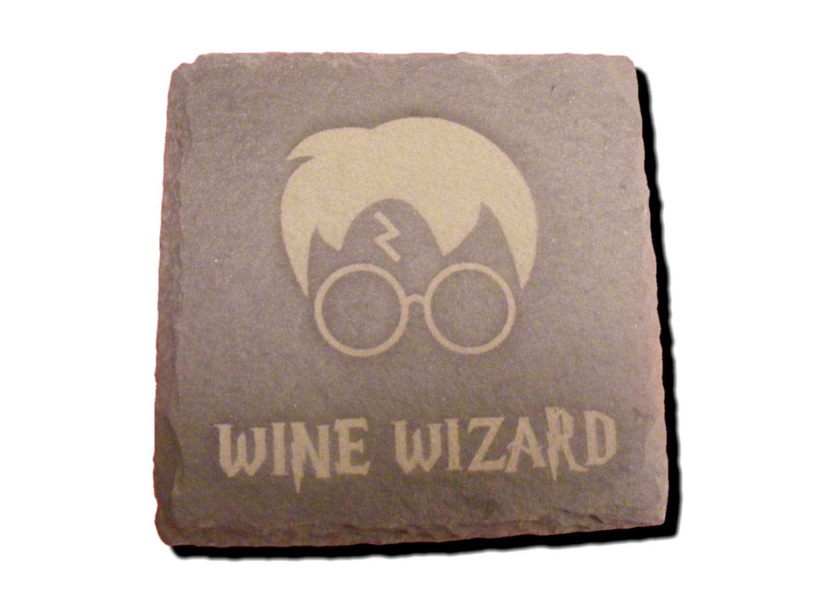 HARRY POTTER INSPIRED SLATE COASTER HOME HOUSE GIFT IDEA PRESENT DRINKS MAT (2, WINE WIZARD)