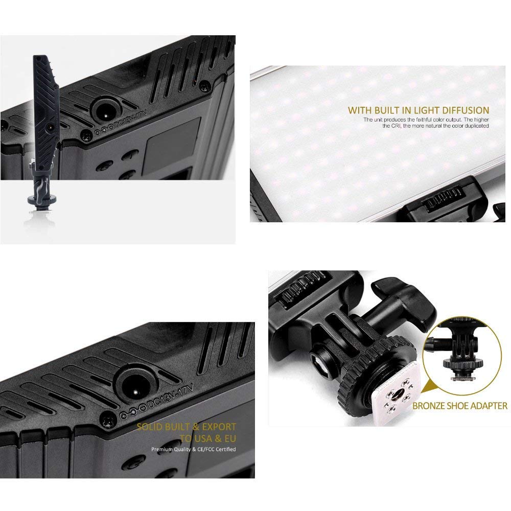 Tolifo PT-15B Light Weight Aluminum Alloy Bi-color LED Video Camera Photography Light for DSLR and Camcorder