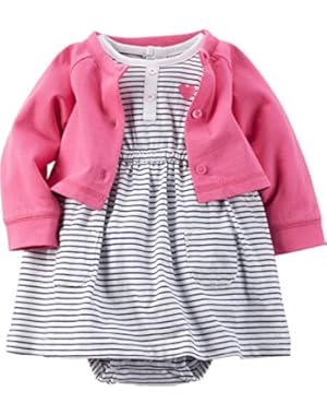 2 Piece Dress Set, Pink/Black, 18 Months