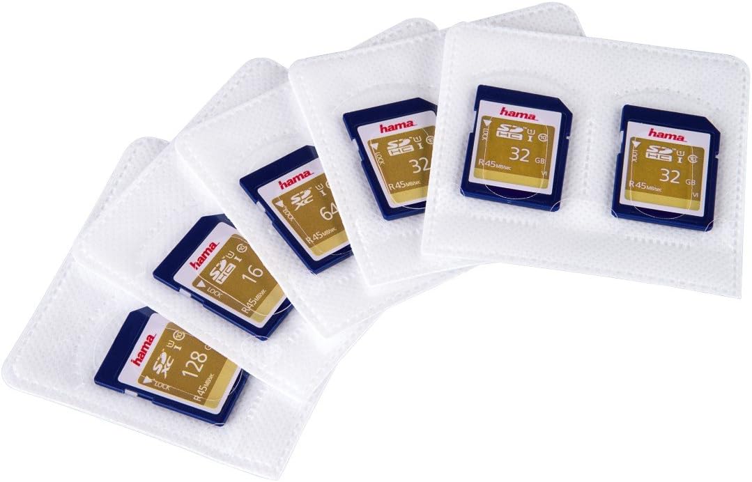 Hama Self Adhesive Sleeves for SD/MMC/xD/Memory Stick Memory Cards - White