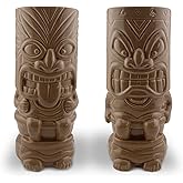 Kwirkworks Tiki Mug Set Party Poopers Ceramic Mugs, Set of 2 - Comical Collectible Tiki Cups - Tumbler Coffee Mugs, Tropical Drinkware For Home Kitchen - Each Mug Holds 20 Ounces