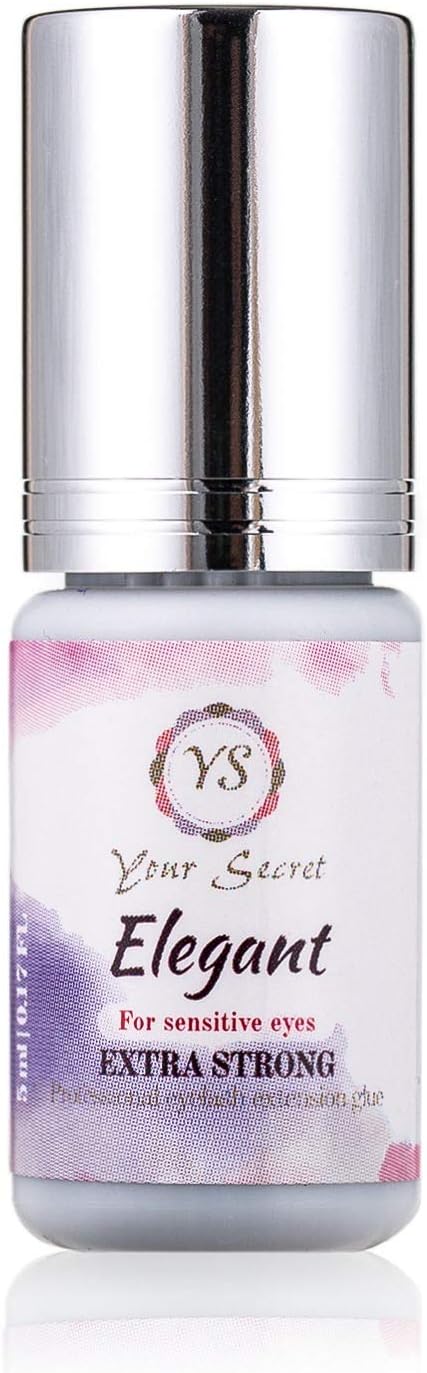 EXTRA STRONG Professional Eyelash Glue - Your Secret Elegant 5 ml | Drying Time - 1 sec| Retention - 8 Weeks | Low Fumes | No Irritation | Highly Flexible | Lash Glue For Individual Eyelashes