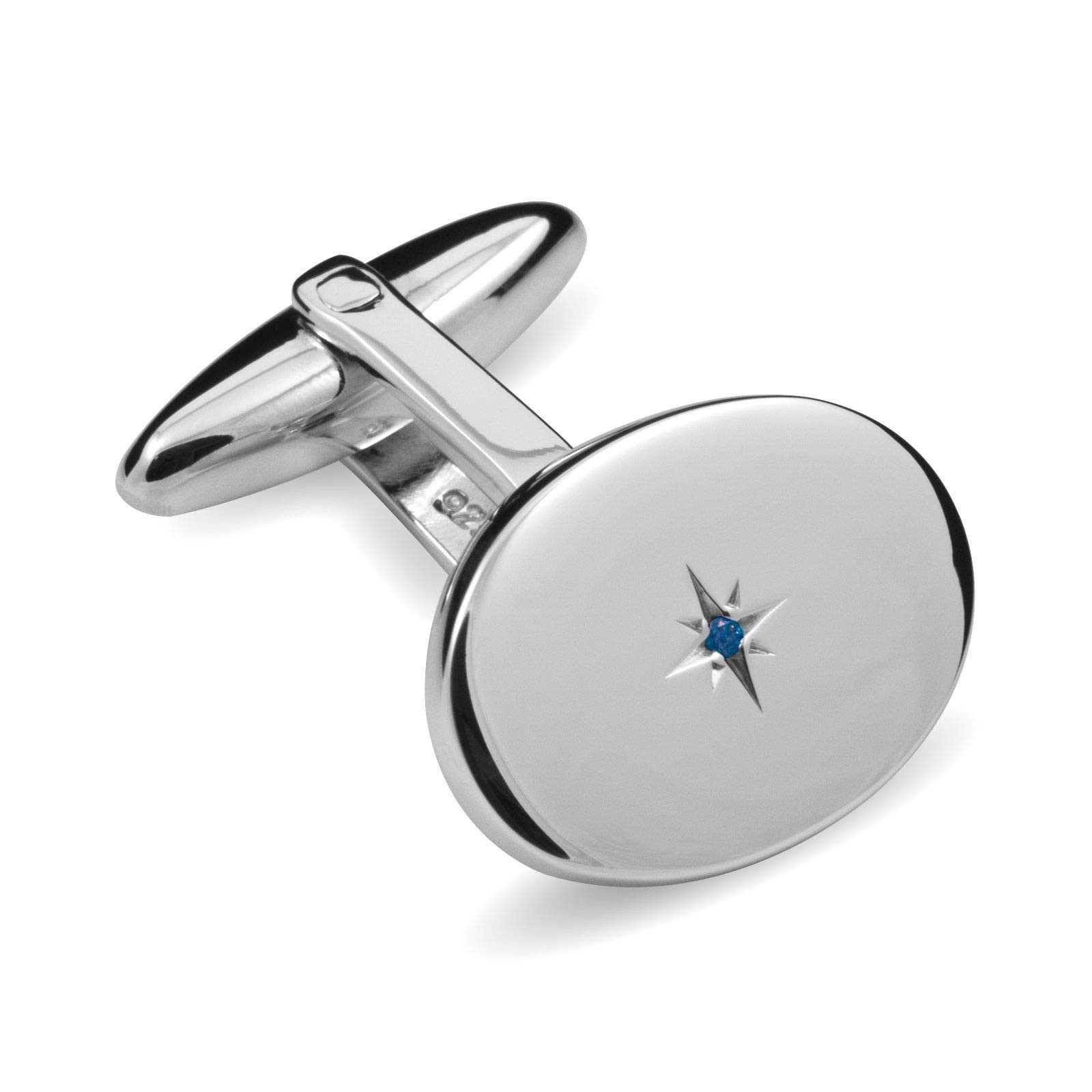 Douglas Pell NEW Sterling Silver Sapphire Oval Cufflinks Boxed