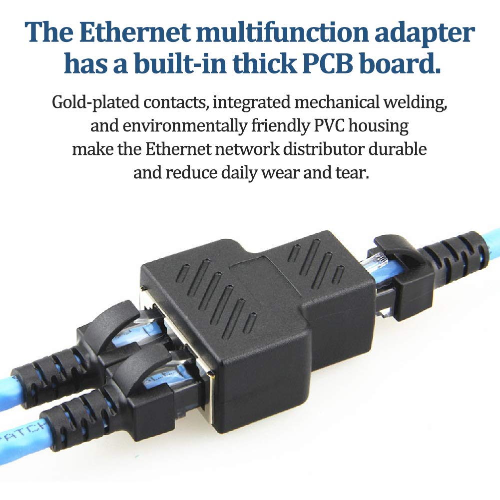 RJ45 Splitter Adapter, 1 to 2 Dual Female USB to RJ45 Port Extender Plug LAN Interface Ethernet Socket Connector for Cat5 Cat5e Cat6 Cat7 4 Pack - Image 4