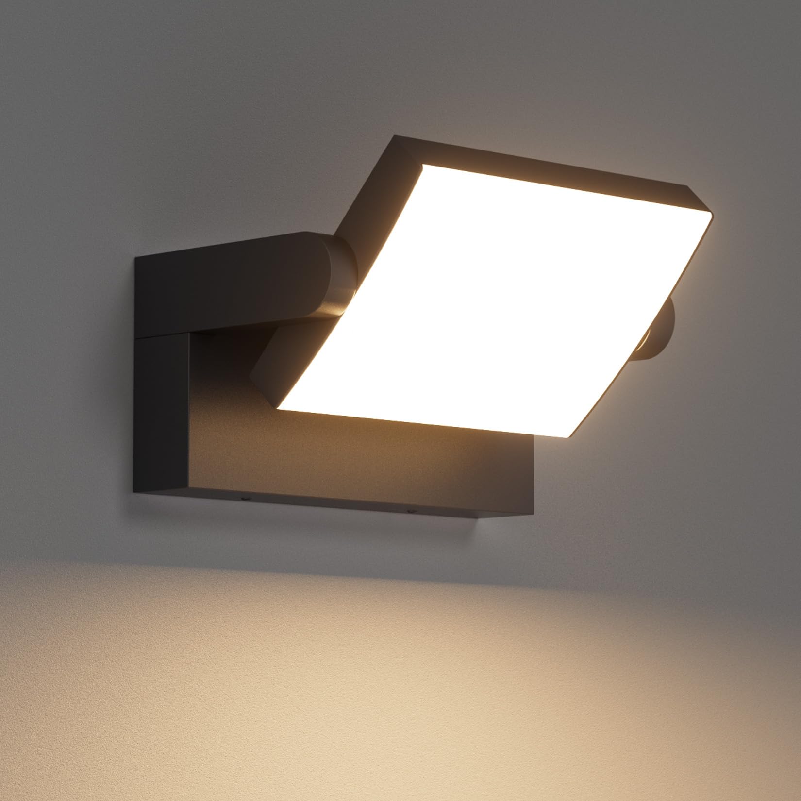 Klighten 24W LED Wall Light Outdoor Indoor Waterproof IP65 Adjustable Lamp Modern Outdoor Light Aluminum Wall Lighting for Entrance Stairs Garden Hallway, Black, Warm White 2700K-3000K